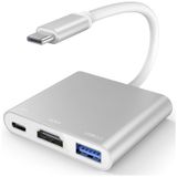 3'ü 1 Arada Type-C Hub Adaptörü - 1 Adet Type-C 3.0, 1 Adet HDMI 4K, 1 Adet USB 3.0 Girişli, Ultra Hızlı Veri Aktarımı, Çok Portlu Çoklayıcı ve Çevirici Type-C HDMI Hub Adaptörü