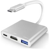 3'ü 1 Arada Type-C Hub Adaptörü, 1 Adet Type-C 3.0, 1 Adet HDMI 4K ve USB 3.0 Girişli, Ultra Hızlı ve Güvenli Veri Aktarımı, Çok Portlu Çoklayıcı ve Çevirici Type-C HDMI Hub Adaptörü