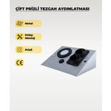 3W Krom (Paslanmaz) Çift Prizli Metal Tezgah Aydınlatma 6500K Beyaz Işık