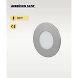 3W Krom Yuvarlak Sıva Altı Merdiven Spot 6500K (Beyaz Işık) Vitrin