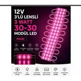 3W Pembe Modül Led 3030 12V Mercekli 10 Adet