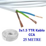 3x1.5 Cca Ttr Kablo Çok Telli 25 Metre Tam Kesit Kablo