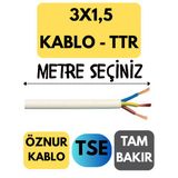 3X1,5 Ttr Öznur Kablo (Beyaz) Metre Seçenekli
