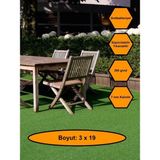 3X19 Metre Yapay Çim Halı, Lastik Taban, Yeşil Suni Halı, 7 mm Kalınlığında