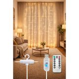 3X2 8 Fonksiyonlu Dekoratif Saçak Led Sarkıt Perde Led Eklenebilir Led Süsleme Led Peri Led Işık Ledli Işık Yılbaşı Süsü
