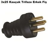 3x25 Kauçuk Trifaze Erkek Fiş 1 Adet