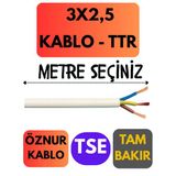 3X2,5 Ttr Öznur Kablo (Beyaz) Metre Seçenekli