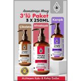 3X250ML Çikolata, Karışık Orman Meyveli Aromalı ve Afro Dizyak Kayganlaştırıcı Etkili Masaj Yağı