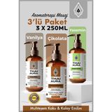 3X250ML Vanilya, Çikolata ve Yasemin Aromalı Aromaterapi ve Afro Dizyak Kayganlaştırıcı Etkili Masaj
