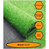 3x5 Metre Yapay Çim Halı, Lastik Taban, Yeşil Suni Halı, 20 mm Kalınlığında