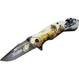 4 23 2 Marines Kurtarma / Kamp Çakı 20CM - Yarı Otomatik, Kemerlikli, Cam Kırma ve Ip Kesme Aparatlı