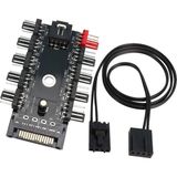 4-3 Pinli Fan Çoklayıcı Hub Pwm Fan Kontrolcüsü 10 Port 12V Pc Fan Çoklayıcı - Siyah