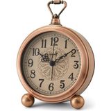 4.5 Pille Çalışan Antik Retro Analog Metal Çalar Saat, Sessiz Başucu Masa Saati, Duvara Asılan - Çok Renkli