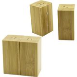 4.5X5Cm--Y:9Cm 2Pcs Miknatisli İkiz Ahşap Bambu Baharatlik - Tuzluk