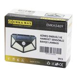 4 Açılı Solar - Hareket Sensörlü Aplik Duvar Lambası Dış Mekan 9.5 x 13.5cm (5224) - Renkli
