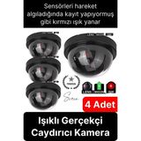 4 Ad. Caydırıcı Dome Güvenlik Kamerası LED Işıklı Hırsız Sensörlü Apartman Yazlık Maket Ev - diğer
