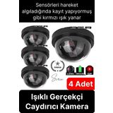 4 Ad. Caydırıcı Dome Güvenlik Kamerası Led Işıklı Hırsız Sensörlü Apartman Yazlık Maket Ev
