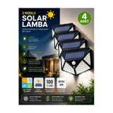 4 Adet 100 Solar Güneş Enerjili Hareket Sensörlü Bahçe Garaj Ev Aydınlatma Lambası-Sd01