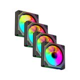 4 Adet 120x120x25mm Double Ring Aynalı Argb 12cm Kasa Fanı Siyah