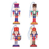 4 Adet 15cm Ahşap Kurşun Asker Yılbaşı Ağaç Süsü Mod.1