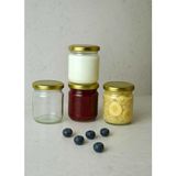 4 Adet 210 ml Cam Kavanoz Mama Yoğurt Saklama Metal Gold Altın Konserve Kapaklı 210 cc