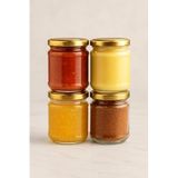 4 Adet 210 ml Metal Gold Altın Konserve Kapaklı Mama Yoğurt Saklama 210 Cc Şeffaf Cam Kavanoz