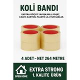 4 Adet-264 Metre Şeffaf Koli Bandı – Extra Strong 40 Micron Kalınlık, Güçlü Yapışkan