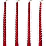 (4 Adet 27.5cm) Mum Konik Şamdan Mumu Doğal Petek Mum Dekoratif Kırılmaz Akmaz Mum Bal Mumu Beeswax Candle (Kırmızı)