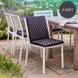 4 Adet 40x80 Cm Arkalıklı Sandalye Minderi Pamuk Polyester Kumaş İpli Sırtlı Mutfak Ve Bahçe Minderi