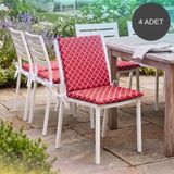4 Adet 40x80 Cm Kırmızı Arkalıklı Sandalye Minderi Pamuk Polyester Kumaş İpli Sırtlı Mutfak Ve Bahçe Minderi