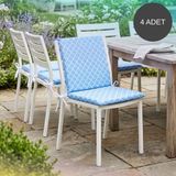 4 Adet 40x80 Cm Mavi Arkalıklı Sandalye Minderi Pamuk Polyester Kumaş İpli Sırtlı Mutfak Ve Bahçe Minderi