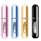 4 adet 5 ml parfüm spreyi, doldurulabilir, boş seyahat parfümü, mini taşınabilir sprey şişesi, pencereli, el çantası, seyahat, tatil, uçak seyahatleri için (4 adet 5 ml)