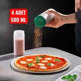 4 Adet 500 ml Büyük Delikli Baharatlık,pul Biberlik,tuzluk,sos Dökücü,ketçap Şişesi,yağlık,karabiberlik,sos Kabı - Şeffaf