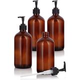4 adet 500 ml sıvı sabunluk pompalı plastik, losyon dispenseri, boş şişe, siyah losyon pompalı, losyon, duş jeli, el sabunu için dağıtıcı