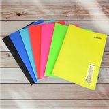 4 Adet A4 96 Yaprak Kareli Dikişli Neon Renkler Plastik Kapak Defter 60GR Beyaz Sayfa (Karma Renk)