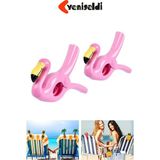 4 Adet Açık Pembe Flamingo Plaj Havlu Mandal Klipsi – Güçlü Tutuş ve Taşınabilir