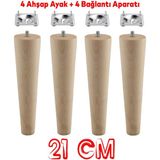 4 Adet Ahşap 21 Cm Bağlantı Aparat Mobilya Koltuk Kanepe Berjer Ayağı Yükseltici Ayakları M8 Civata