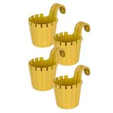 4 Adet Akasya Tekli Kolay Askı Saksı Seti 1,5 Litre Askılı Balkon Çit Saksısı Set 15Cm