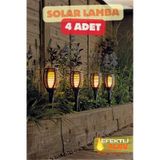4 Adet Alev Efektli Meşale Solar Led Güneş Enerjili Bahçe Lambası Aydınlatması Armatür 50 Cm 1