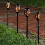 4 Adet Alev Efektli Solar Led Güneş Enerjili Bahçe Lambası Aydınlatması Armatür 50 Cm