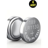 4 Adet Alkaline 189 V10GA LR54 AG10 Sr Lr 1130 389 Düğme Pil (Terazi-Saat-Baskül Pili)