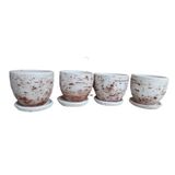 4 ADET ANTİK GÖRÜNÜMLÜ TOPRAK SAKSI 12*12 CM