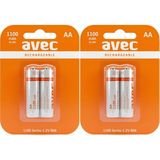 4 Adet Avec 1100 Mah Şarjlı Aa Kalem Pil(Ince Değildir.)