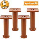 (4 Adet) Ayarlanabilir Destek 15 Cm Kahverengi Mobilya Kanepe Koltuk Baza Yükseltme Yükseltici Ayağı Ayakları