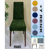 4 Adet Babyface Kadife Kumaş Sandalye Kılıfı Yıkanabilir Likralı Esnek Lastikli, Sandalye Örtü - 55 x 55 cm - Haki