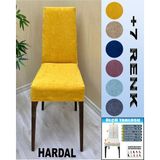4 Adet Babyface Kadife Kumaş Sandalye Kılıfı Yıkanabilir Likralı Esnek Lastikli, Sandalye Örtü - 55 x 55 cm - Hardal