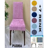 4 Adet Babyface Kadife Kumaş Sandalye Kılıfı Yıkanabilir Likralı Esnek Lastikli, Sandalye Örtü - 55 x 55 cm - Pudra