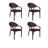 4 Adet Bambu Plastik Rattan Sandalye
