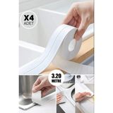 4 Adet Banyo Küvet Mutfak Lavabo Ocak Kenarı Su Geçirmez Kenar Bandı Sızdırmazlık Tamir Bandı 3.2mt - 3.2X3.8