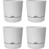 4 Adet Begonya Saksı Tabaklı Drenajlı Mat Plastik Çiçek Saksısı (Beyaz, 9 Litre)